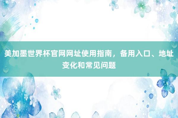 美加墨世界杯官网网址使用指南，备用入口、地址变化和常见问题